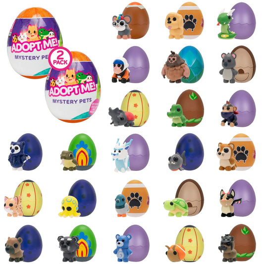 Adopt Me! Mystery Pets Blind Box Easter Egg Assorted 2-Pack - Series 4 - Exclusive Virtual Item Game Code - Collectible 2" Animal Toy Figure Styles Vary - Basket Stuffer Gift for Kids Girls Boys 6+